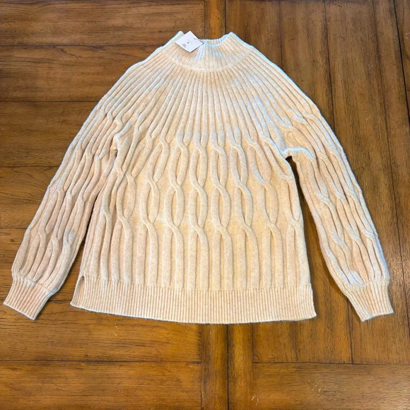 crown & ivy Sweaters - NWT Crown & Ivy Chunky Mock Turtleneck Sweater in Heather Oat,XL,Ski Snow Vacay